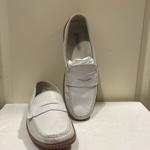 David Spencer men leather slip on loafers detail braided stitching size 9 white